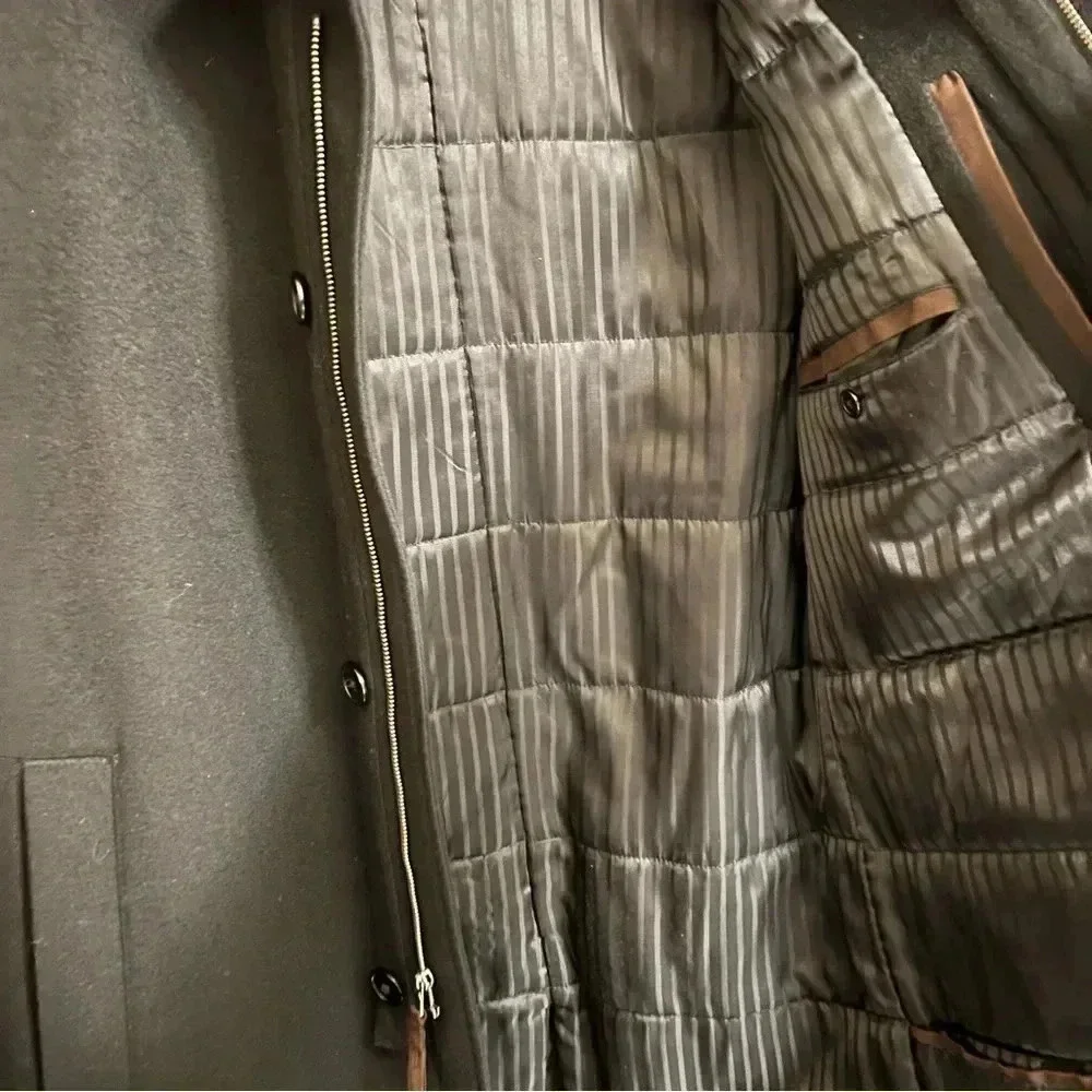 Cardinal of Canada Mens Jacket Medium Black Wool Blend Quilted Full Zip Overcoat - Picture 7 of 16